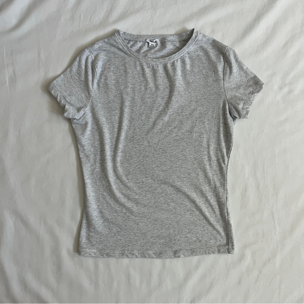 Garage Stretch Short Sleeve Top | Light Grey Basic Tee Size S